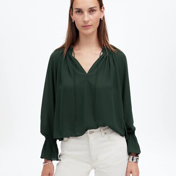 Madewell Tops - NWT Madewell Long Sleeve Tie Neck Top XXS